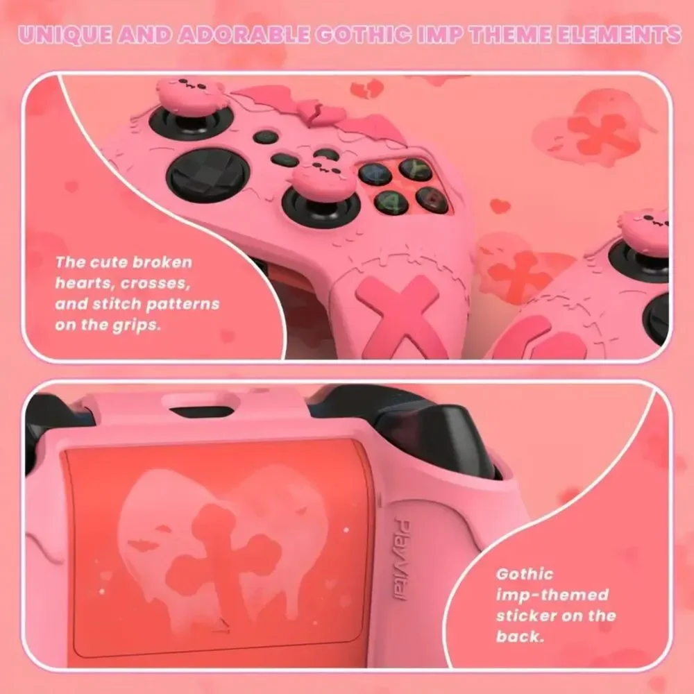 Goth Emo Gamer Girl Kawaii Cute Pink Xbox Controller Cover w/ Thumb Bat Grips